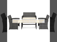 Waterproof Weather Resistant Aluminum Frame Modern Brown PE Rattan Woven Sofa Chair Coffee Table Sets