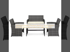 Waterproof Weather Resistant Aluminum Frame Modern Brown PE Rattan Woven Sofa Chair Coffee Table Sets