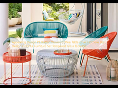 Appealing Design PE Rattan Woven Coffee Table Chair Hot Sale Best Design Colorful Furniture Set Tempered Glass Tabletop