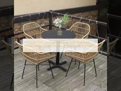 American style Courtyard Stacking Hotel Aluminum Frames Rattan Wicker Restaurant Balcony Dining Garden Outdoor Chairs