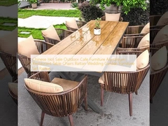 Chinese Hot Sale Outdoor Cafe Furniture Aluminium Restaurant Table Chairs Rattan Wedding Garden Furniture Set Rattan