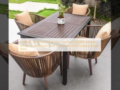 Outdoor Table And Chair Villa Courtyard Garden Leisure Terrace Plastic Wood Table Combination Of Outdoor Rattan Table