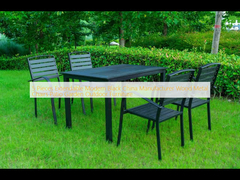 5 Pieces Extendable Modern Black China Manufacturer Wood Metal Chairs Patio Garden Outdoor Furniture