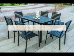 7 Pieces Extendable Modern Black Patio Restaurant 9 Piece Dining Sets Outdoor Garden Porch Aluminum Table and 8 Seater