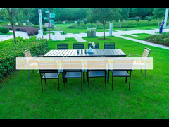 Black 11 Pieces Plastic Wood Modern Outdoor Garden Furniture Table Set 8-10 Seater Extendable Patio Dining Table Chairs