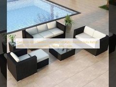 Outdoor 4pcs Garden Furniture Set Patio Garden Sofa Rattan Woven Corner Sofa With Table And Chair