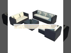 Luxury Modern Patio Garden Furniture Black Rattan Outdoor Sofa Coffee Table Set Steel Rattan Chair Outdoor Furniture