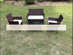 China Factory Wholesale Rattan Sofa Waterproof Design Indoor Outdoor Sofa Table Chair Dining Desk Ottoman Furniture Set