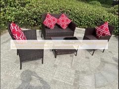China Factory Wholesale Rattan Sofa Waterproof Design Indoor Outdoor Sofa Table Chair Dining Desk Ottoman Furniture Set