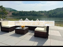 Outdoor Indoor PE Rattan Sofa With Side Sofa , Middle Sofa , Ottoman , Coffee Table Rattan chair furniture set