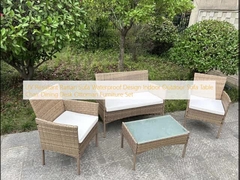 UV Resistant Rattan Sofa Waterproof Design Indoor Outdoor Sofa Table Chair Dining Desk Ottoman Furniture Set