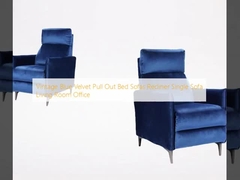 Vintage Blue Velvet Pull Out Bed Sofas Recliner Single Sofa Living Room Office