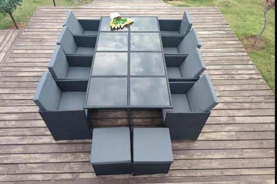 Waterproof Rattan Coffee Table Chair Sets For Outdoor Dining And Relaxing Table Chair Ottoman Sets Wholasale Factory