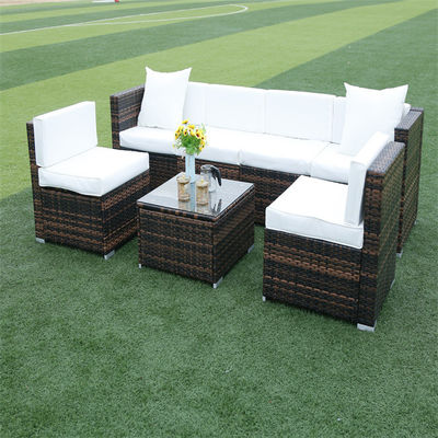 Outdoor Indoor PE Rattan Sofa With Side Sofa , Middle Sofa , Ottoman , Coffee Table Rattan chair furniture set