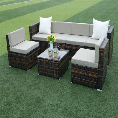 Outdoor Indoor PE Rattan Sofa With Side Sofa , Middle Sofa , Ottoman , Coffee Table Rattan chair furniture set
