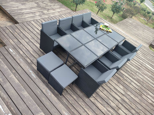 Waterproof Rattan Coffee Table Chair Sets For Outdoor Dining And Relaxing Table Chair Ottoman Sets Wholasale Factory