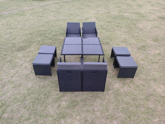 Waterproof Rattan Coffee Table Chair Sets For Outdoor Dining And Relaxing Table Chair Ottoman Sets Wholasale Factory