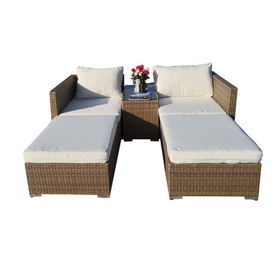 Patio Wicker Cushioned Rattan Lounge Daybed Vine Woven Weaving Bed Garden Beach