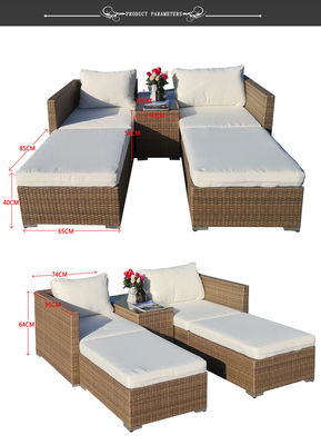 Patio Wicker Cushioned Rattan Lounge Daybed Vine Woven Weaving Bed Garden Beach