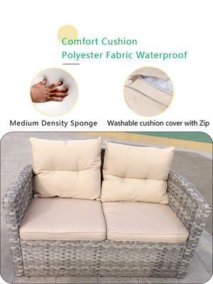 Rectangular Aluminum Frame Rattan Outdoor Sofa Chair Coffee Table Set UV Weather Resistant High Quality Furniture