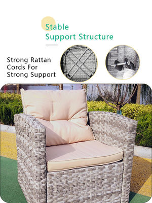 Rectangular Aluminum Frame Rattan Outdoor Sofa Chair Coffee Table Set UV Weather Resistant High Quality Furniture