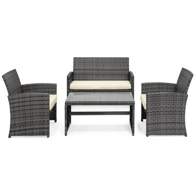 Waterproof Weather Resistant Aluminum Frame Modern Brown PE Rattan Woven Sofa Chair Coffee Table Sets