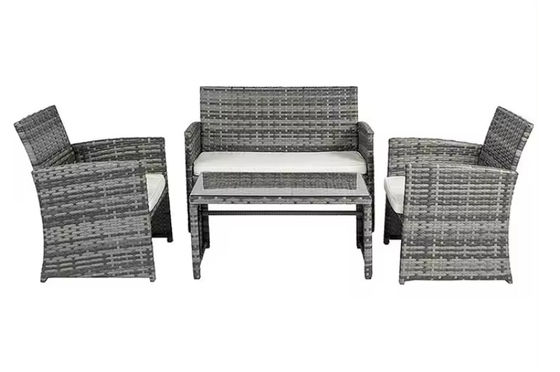 High Quality Aluminum Frame Modern PE Rattan Woven Wicker Handmade Sofa Coffee Table Set Outdoor Indoor Furniture