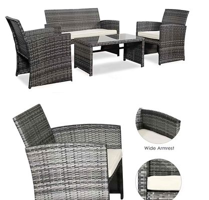 High Quality Aluminum Frame Modern PE Rattan Woven Wicker Handmade Sofa Coffee Table Set Outdoor Indoor Furniture