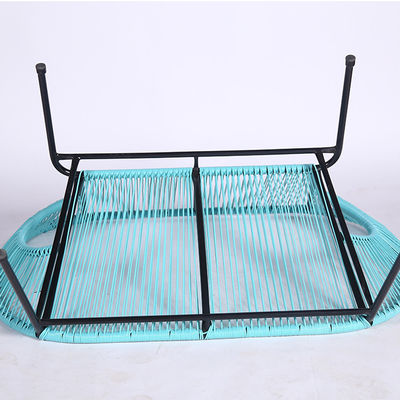 PE Rattan Woven Coffee Table Chair Hot Sale Best Design Colorful Outdoor Furniture Set Tempered Glass Tabletop