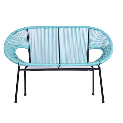 PE Rattan Woven Coffee Table Chair Hot Sale Best Design Colorful Outdoor Furniture Set Tempered Glass Tabletop