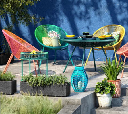 Appealing Design PE Rattan Woven Coffee Table Chair Hot Sale Best Design Colorful Furniture Set Tempered Glass Tabletop