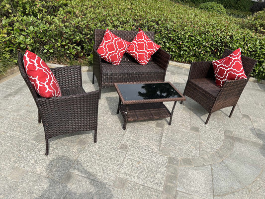 China Factory Wholesale Rattan Sofa Waterproof Design Indoor Outdoor Sofa Table Chair Dining Desk Ottoman Furniture Set