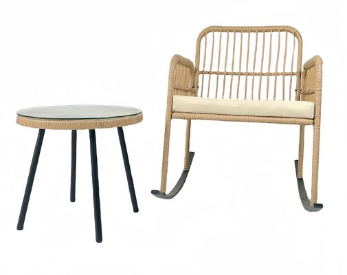 ODM OEM Garden Furniture Rattan Table And Chairs Rocking PE Rattan Woven Coffee