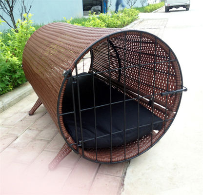 CE BSCI Rattan Pet With Cushion Flat Round Rattan For Cat Dog Pet House Kennel Outdoor Furniture