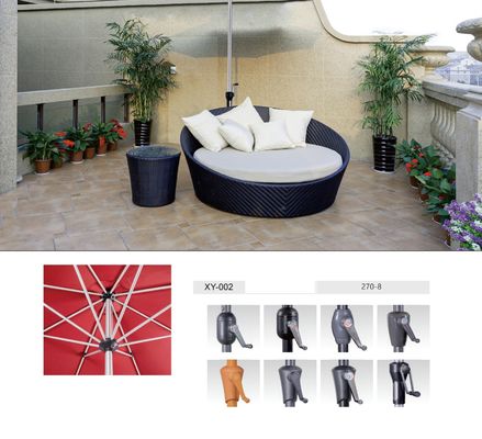 Pool Outdoor Lounge Chair With Umbrella Canopy SunShade Cantilever Garden Parasol Patio Furniture