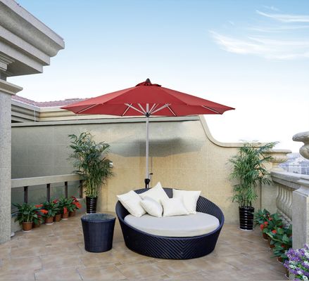 Pool Outdoor Lounge Chair With Umbrella Canopy SunShade Cantilever Garden Parasol Patio Furniture