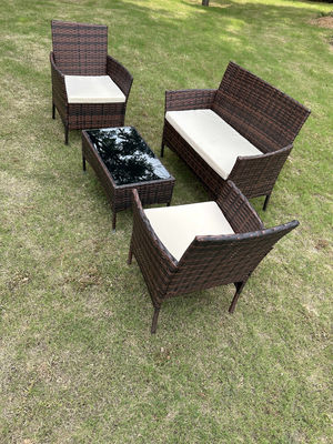 China Factory Wholesale Rattan Sofa Waterproof Design Indoor Outdoor Sofa Table Chair Dining Desk Ottoman Furniture Set