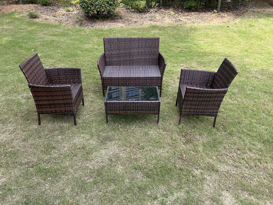China Factory Wholesale Rattan Sofa Waterproof Design Indoor Outdoor Sofa Table Chair Dining Desk Ottoman Furniture Set
