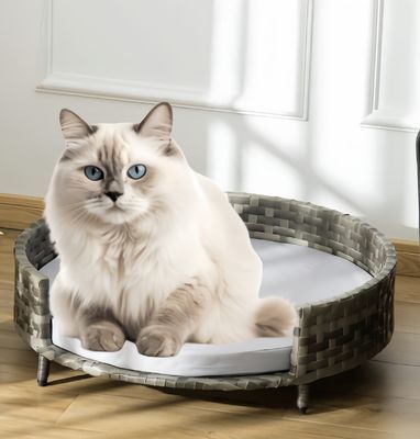 Rattan Outdoor Pet Bed Cat Dog Bed House Net Pet Basket Cool Handwoven Oval Shape Indoor