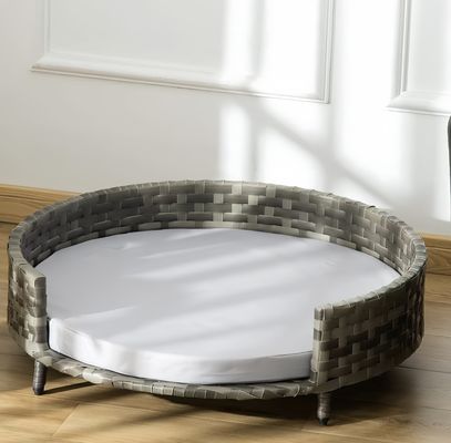 Rattan Outdoor Pet Bed Cat Dog Bed House Net Pet Basket Cool Handwoven Oval Shape Indoor