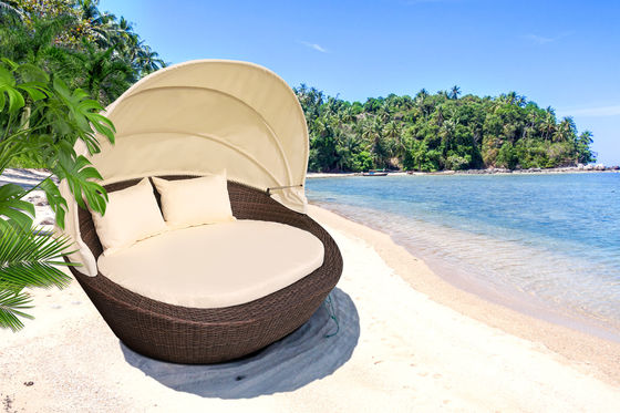 Balcony Rattan Lounge Daybed Sun Bed UV Resistance Courtyard Canopy Villa Patio Pool