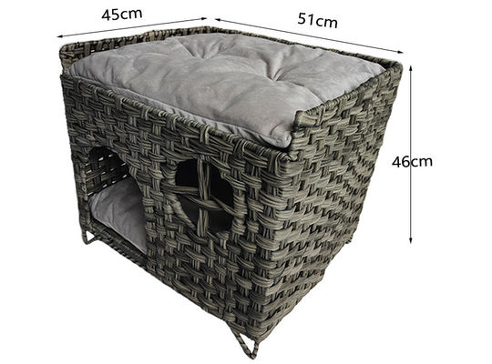 Four Seasons Rattan Pet House Small Animal Pattern Woven Dog Cat Litter Cage Universal Semi-Enclosed Washable Cage