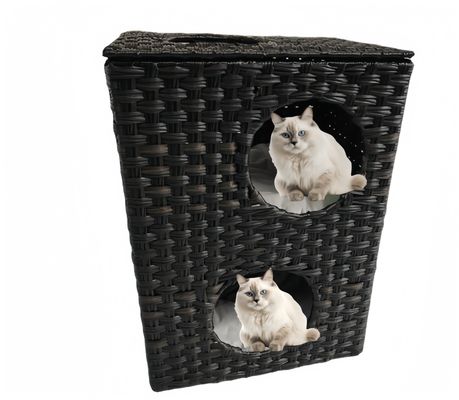 Cute Natural Modern Cat Furniture Pet House Bed Wicker Rattan Pat Cave Bed Condo House