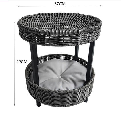Artificial Hand Woven Rattan Cozy Pet Kitty House Waterproof Breathable Cat Bed Condo House