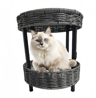 Artificial Hand Woven Rattan Cozy Pet Kitty House Waterproof Breathable Cat Bed Condo House