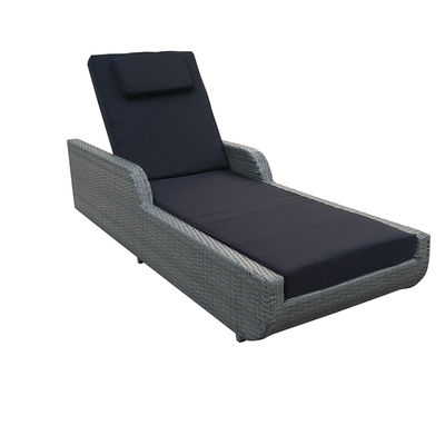 Chaise Lounge Outdoor Rattan Wicker Sun Bed Hotel Wooden Backrest Adjustable