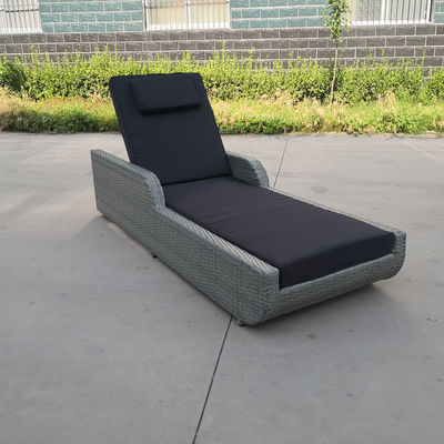 Chaise Lounge Outdoor Rattan Wicker Sun Bed Hotel Wooden Backrest Adjustable