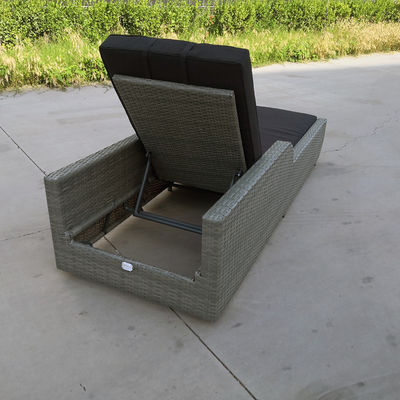 Chaise Lounge Outdoor Rattan Wicker Sun Bed Hotel Wooden Backrest Adjustable
