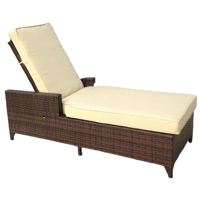 Adjustable Outdoor Garden Beach Pool Rattan Lounger Sunbed Cushion Chair CE BSCI