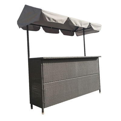 Rattan Effect Night Club Bar Counter Tiki Outdoor Rattan Bar Furniture With Roof Garden Rattan Table Bar Table Canopy